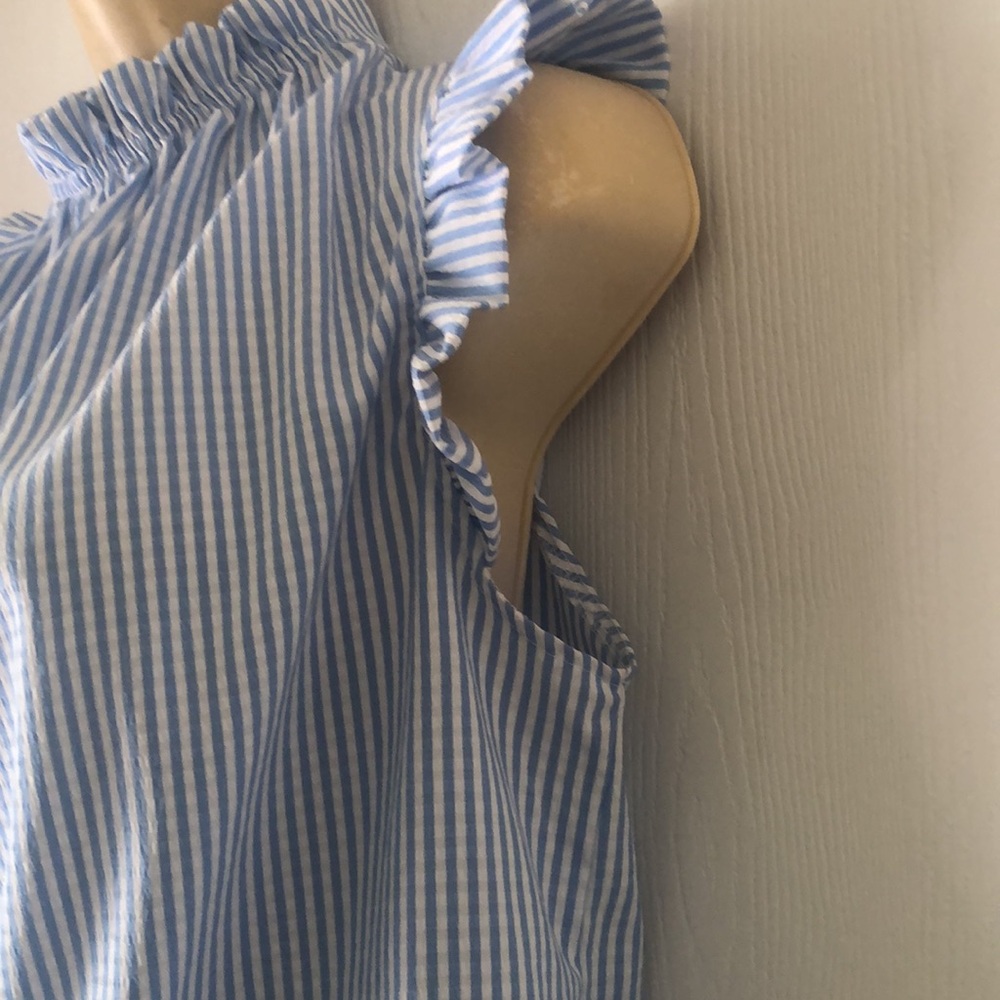 Woman’s spring Striped blue & white maternity feminine sleeveless spring blouse - Picture 5 of 13
